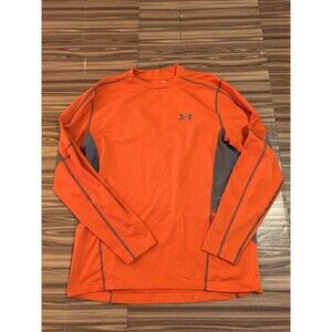 Under armour Compression Shirt Mens M ColdGear L/S Orange warm size Large